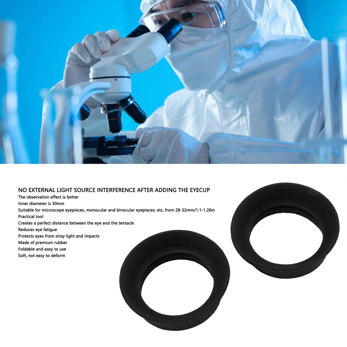 Rubber Eyecups for Microscope & Binocular Eyepiece – 2pcs Set Eyepiece Eyecup Qst