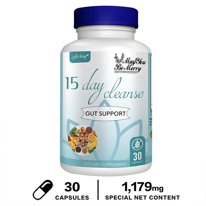 15 Day Cleanse & Detox – Gut Health & Digestion Support Digestive Detox Supplement Qst 1 bottle 30 Capsules