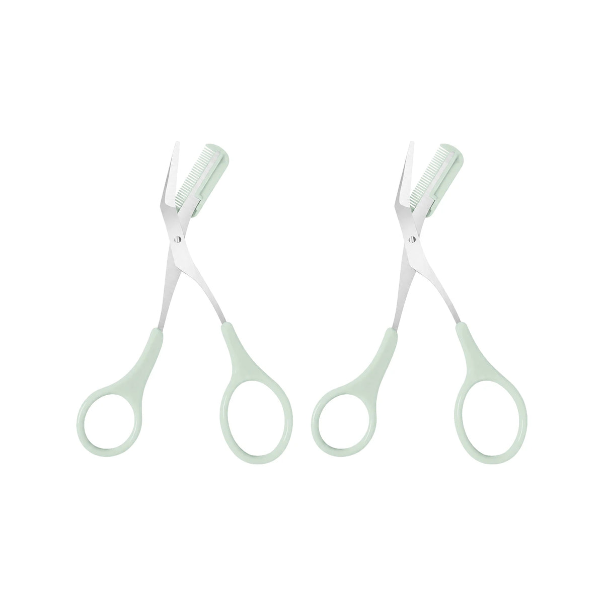 Eyebrow Scissors with Comb – Curved Precision Brow Trimmer Eyebrow Grooming Tool Qst green-2pcs