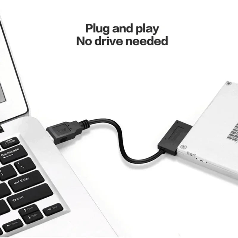 USB 2.0 to Mini SATA II 13-Pin Adapter Cable for Laptop DVD Drive Optical Drive Adapter Qme