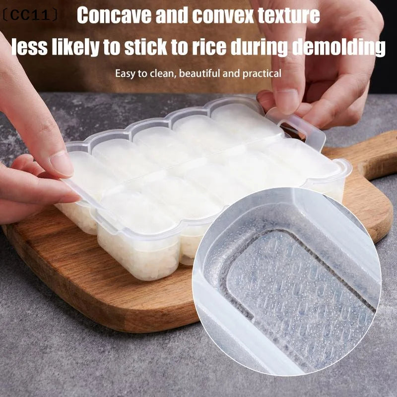 10-Grid Rice Ball Mold & Spoon – Non-Stick Onigiri Maker Onigiri Rice Mold Qme
