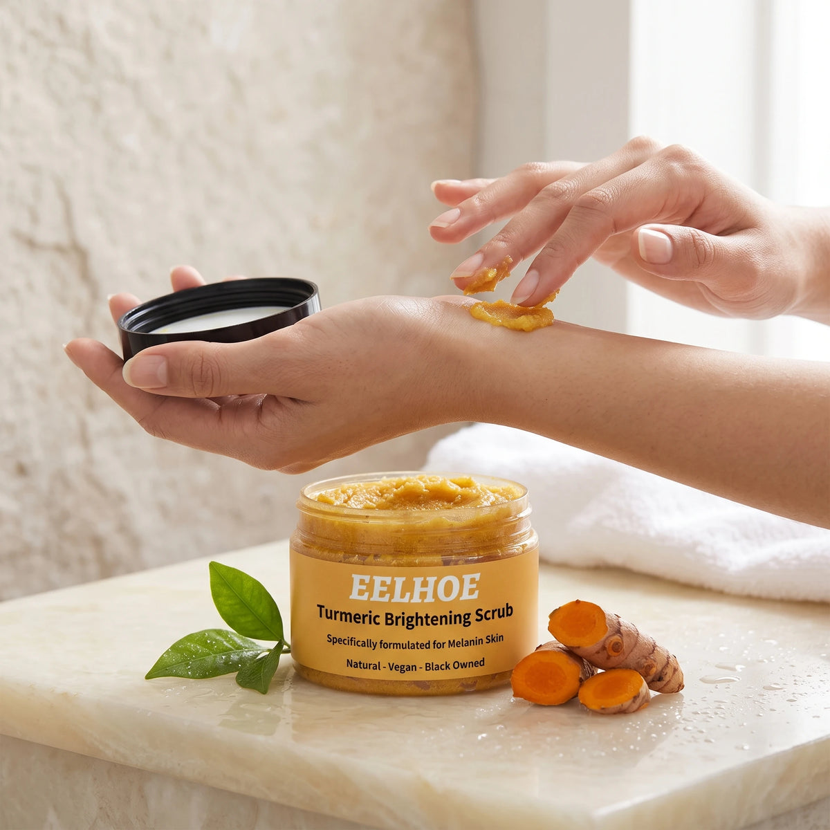 Eelhoe Turmeric Body Scrub Balm – Exfoliate & Brighten Skin Body Scrub Balm Qst