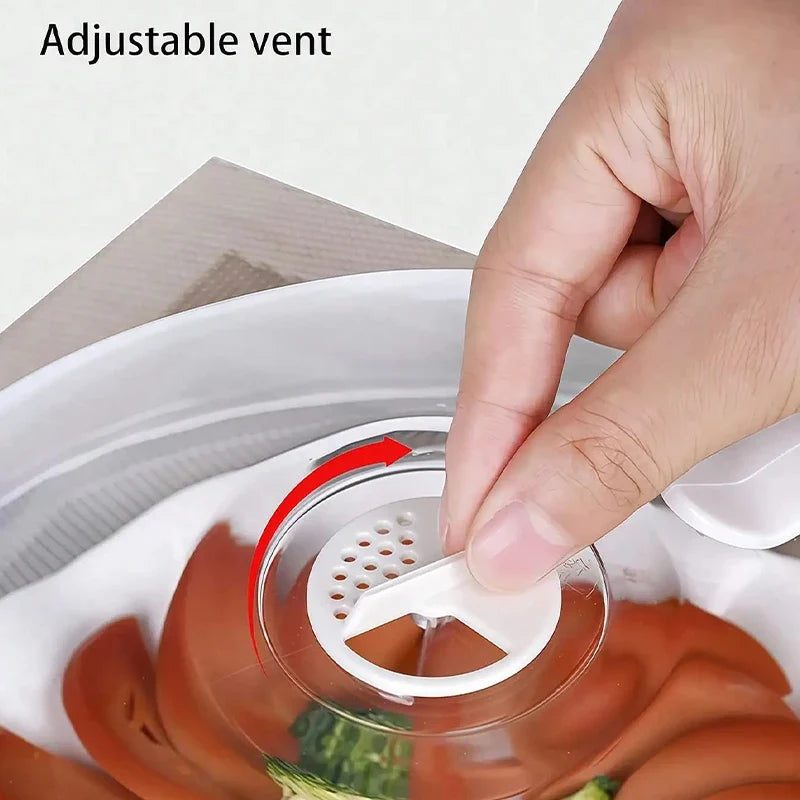 Microwave Food Splash Proof Cover with Handle | PP Lid Microwave Cover Lid Qme