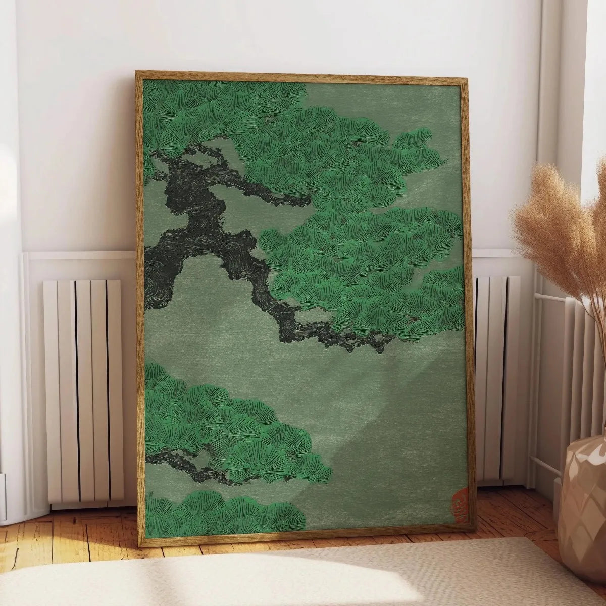 Japanese Retro Bonsai Canvas Print | Ukiyo-e Botanical Wall Art