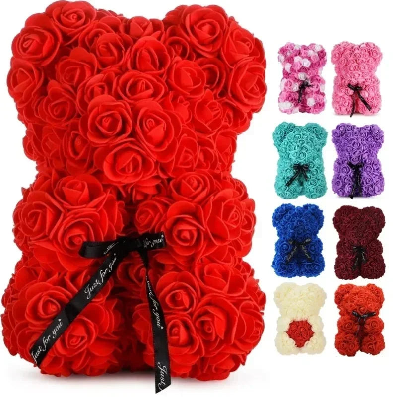 Eternal Rose Teddy Bear Artificial Flower Gift | 5 Colors Artificial Flower Gift Qme