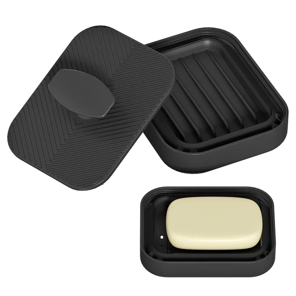 Foldable Silicone Soap Box – Drainage Holes, Anti-Slip Soap Dish Qme