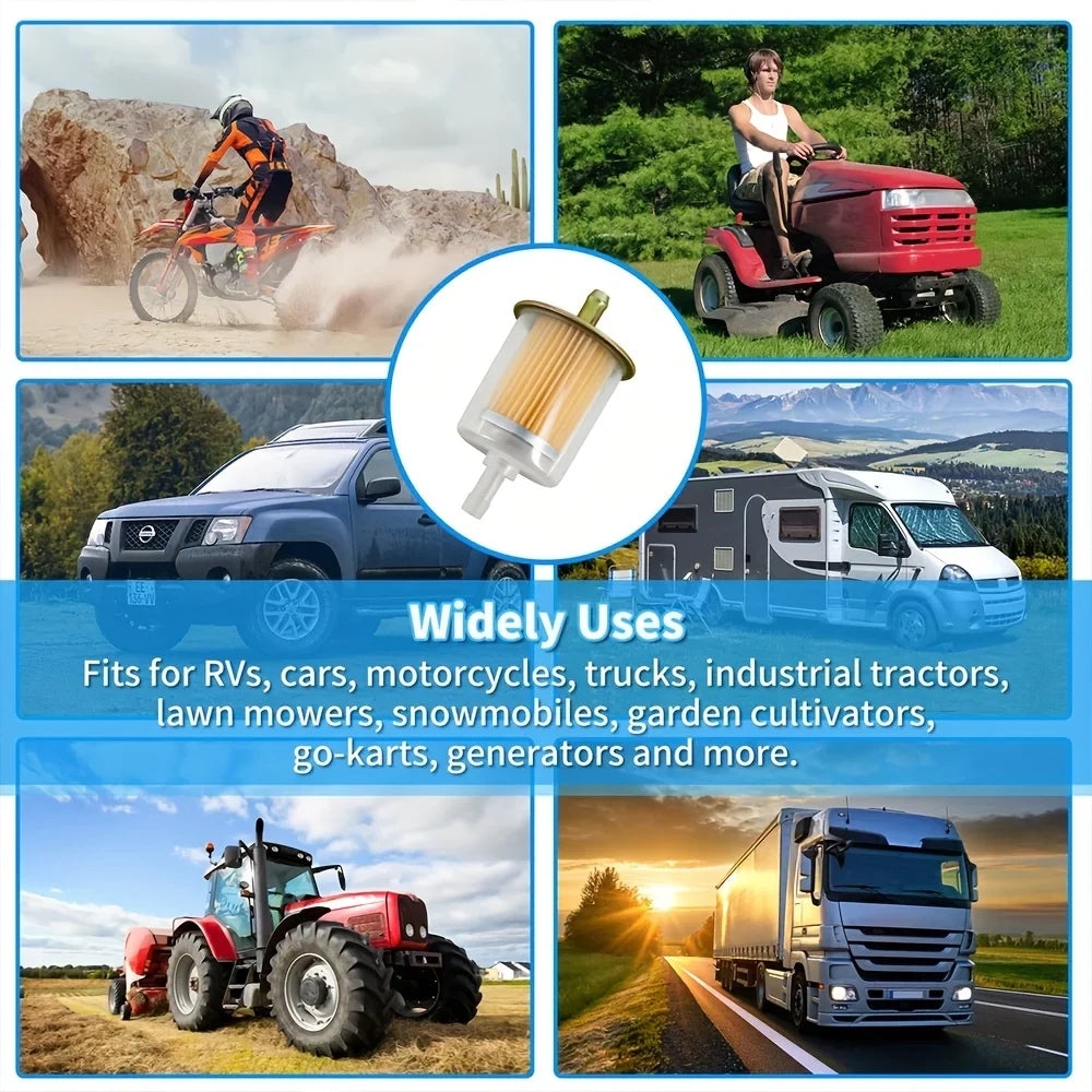 Universal Clear Inline Fuel Filter – Motorcycle, ATV, Car & Dirt Bike Inline Fuel Filter Qme