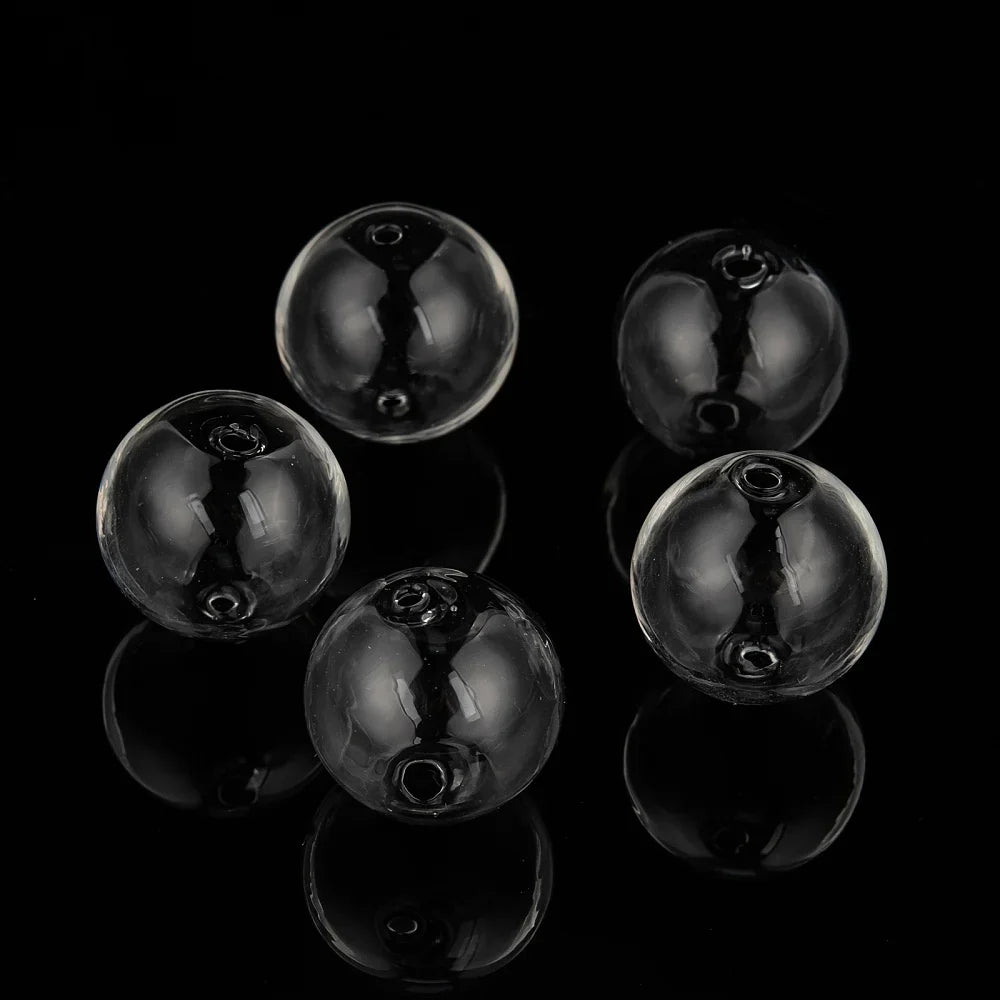 PandaHall Blown Glass Globe Beads | Two-Hole Round Clear Assorted Glass Craft Beads Qme