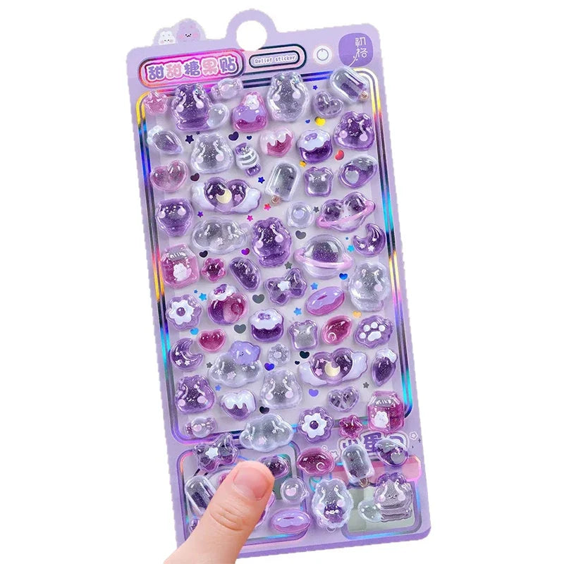Cute 3D Crystal Cartoon Stickers – DIY Laptop, Phone & Bottle DIY Craft Stickers Qme