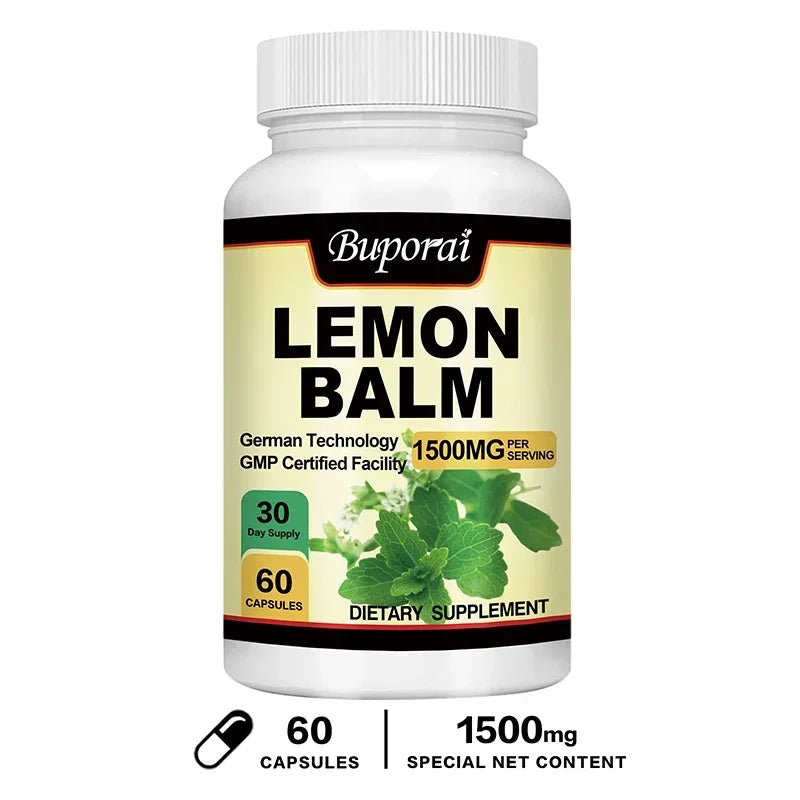 Organic Lemon Balm Capsules – Mood & Wellness Support Herbal Supplement Qst 60 Capsules