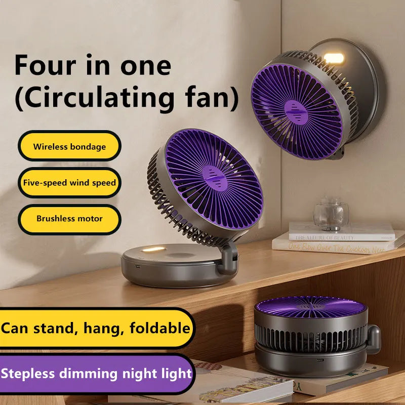 5000mAh 3-in-1 Foldable Rechargeable Portable Wall Fan Rechargeable Portable Fan Qst