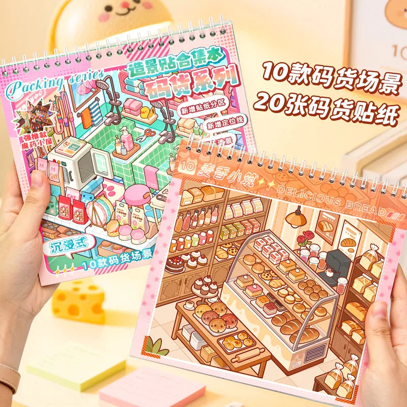 3D Cartoon Castle Town Landscape Stickers – DIY Aesthetic Decals DIY Craft Stickers Qme