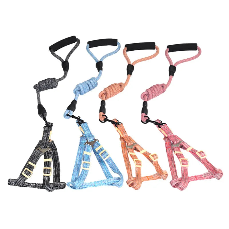 Adjustable Small Dog & Cat Harness Vest with 1.2M Leash Set Dog Harness & Leash Qme