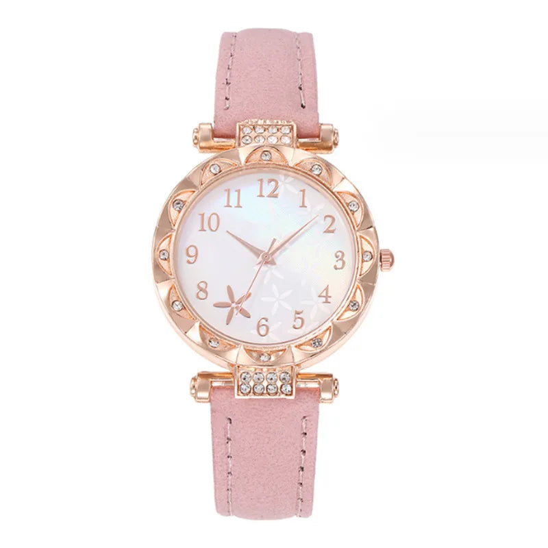 Starfish Quartz Watch & Hollow Heart Bracelet Set | Compact Fashion Watch Set Qme