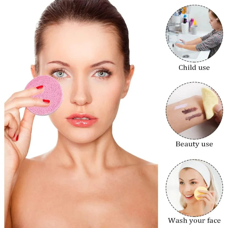 5-Pack Compressed Facial Sponges – Reusable Cleansing Sponges Facial Cleansing Sponge Qme