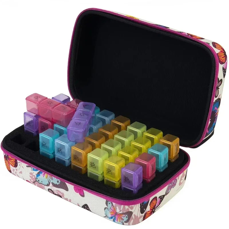 Weekly Pill Organizer 7-Day Large Travel Pill Case 32 Compartments Pill Organizer Qst