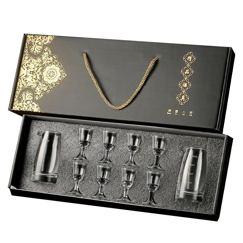Crystal Glass Liquor Dispenser Set – Short Cup Wine Glasses Liquor Dispenser Set Qme