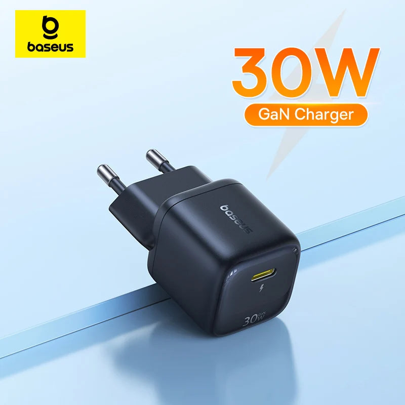 Baseus 30W GaN USB-C Fast Charger PD3.0 QC3.0 for iPhone GaN Wall Charger Qst