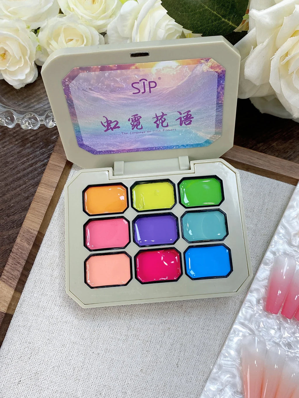 9-Color Rainbow Smudge Nail Polish Set | High Saturation Canned Nail Polish Set Qme
