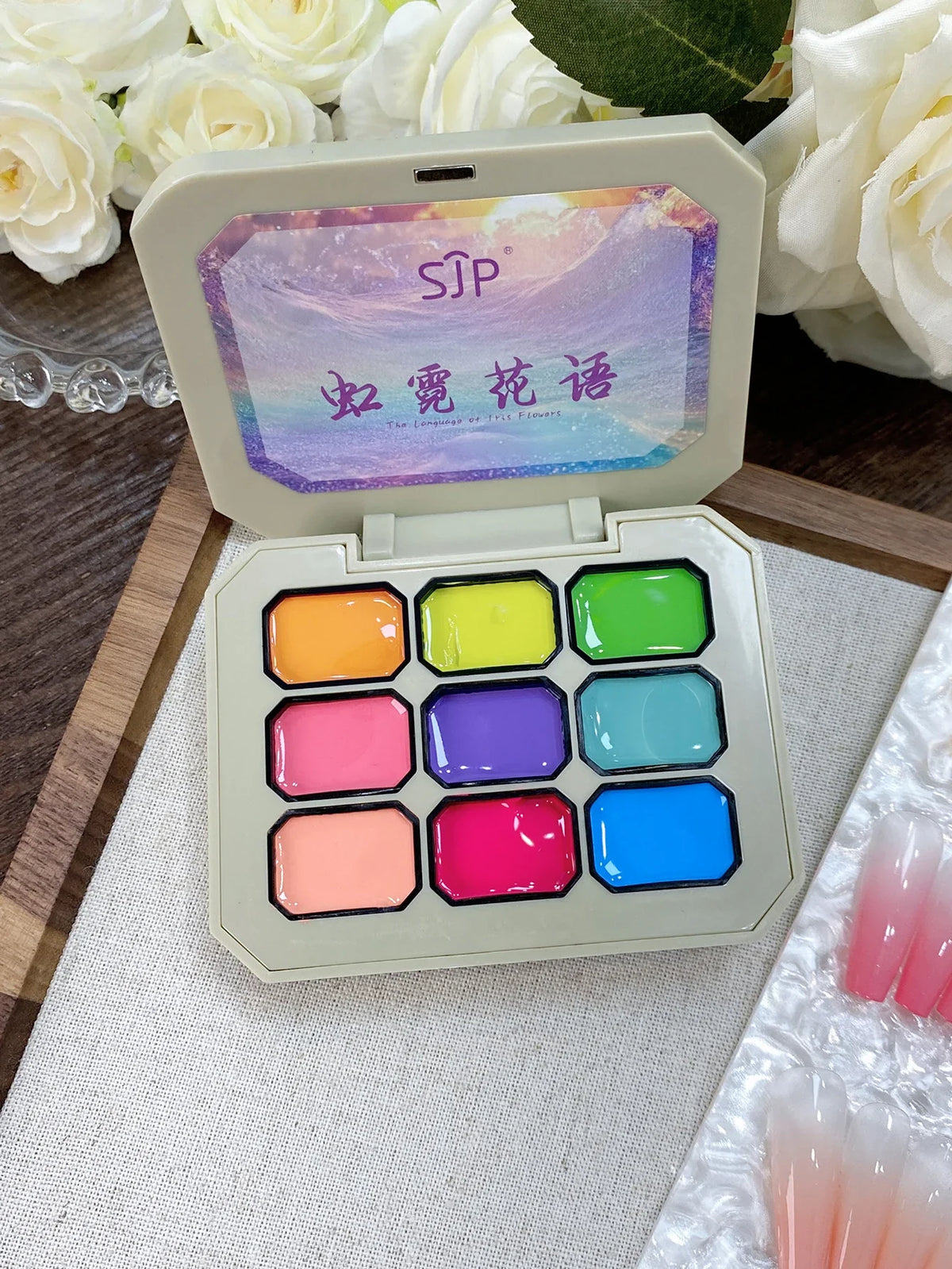 9-Color Rainbow Smudge Nail Polish Set | High Saturation Canned Nail Polish Set Qme