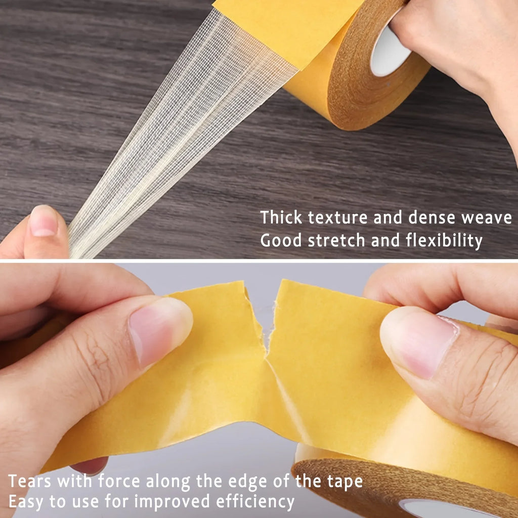20M Double-Sided Cloth Tape Heavy Duty Translucent Waterproof Double-Sided Cloth Tape Qme