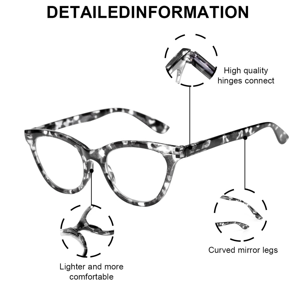 VOPHA Cat Eye Anti Blue Light Reading Glasses +1.0–+3.0 Reading Glasses Qst