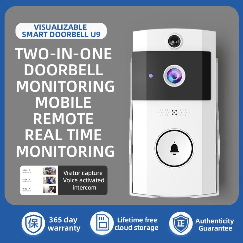 Solar Wireless Video Doorbell – 2K WiFi, IP68 Waterproof Smart Video Doorbell Qst
