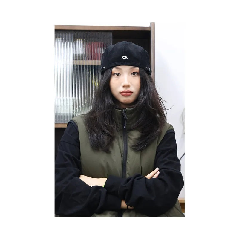 Embroidered Corduroy Beret Hat | Autumn Winter Trendy Cap Corduroy Beret Hat Qme