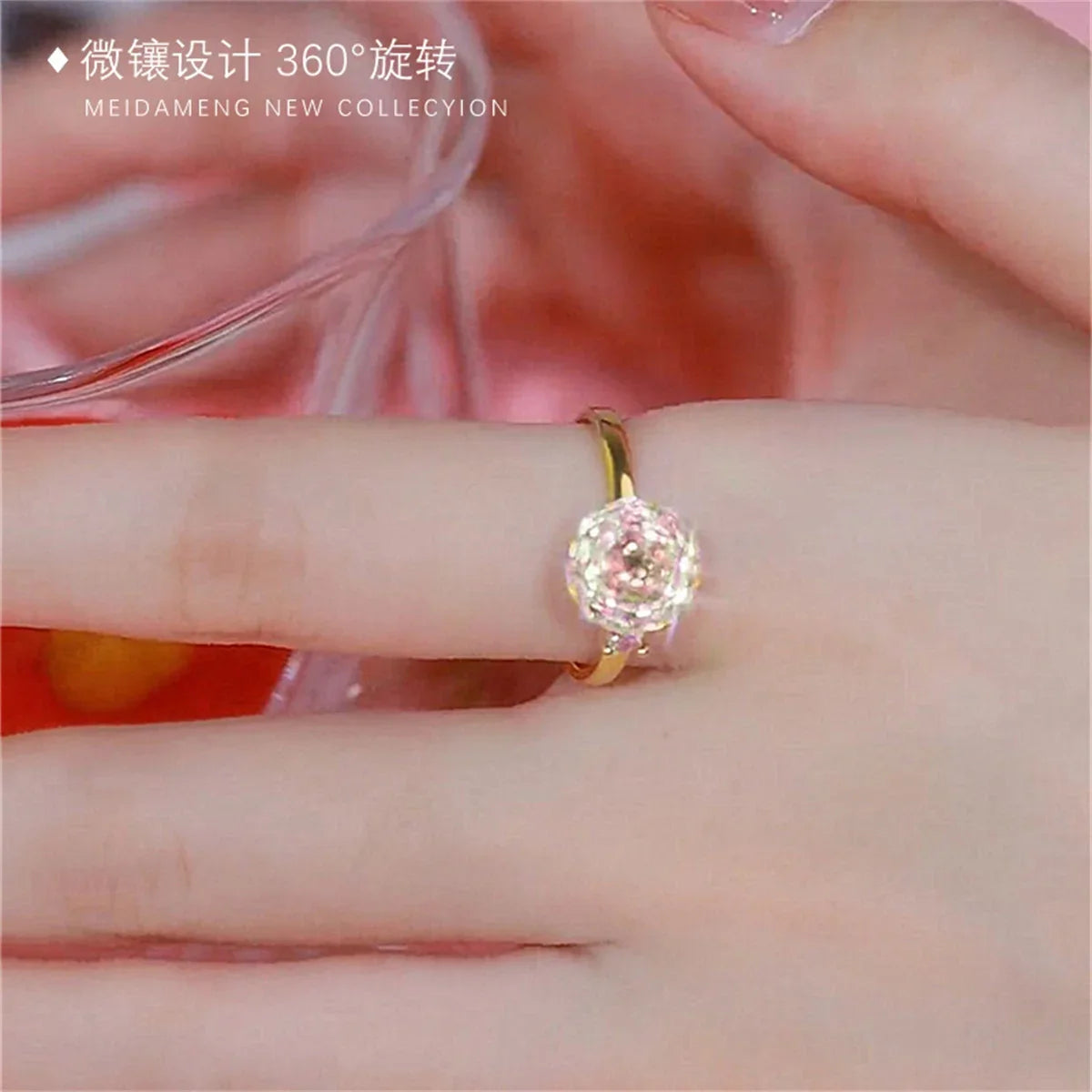 Women's Spinning Opal Crystal Ring – Rotatable Fashion Jewelry Spinning Fashion Ring Qme