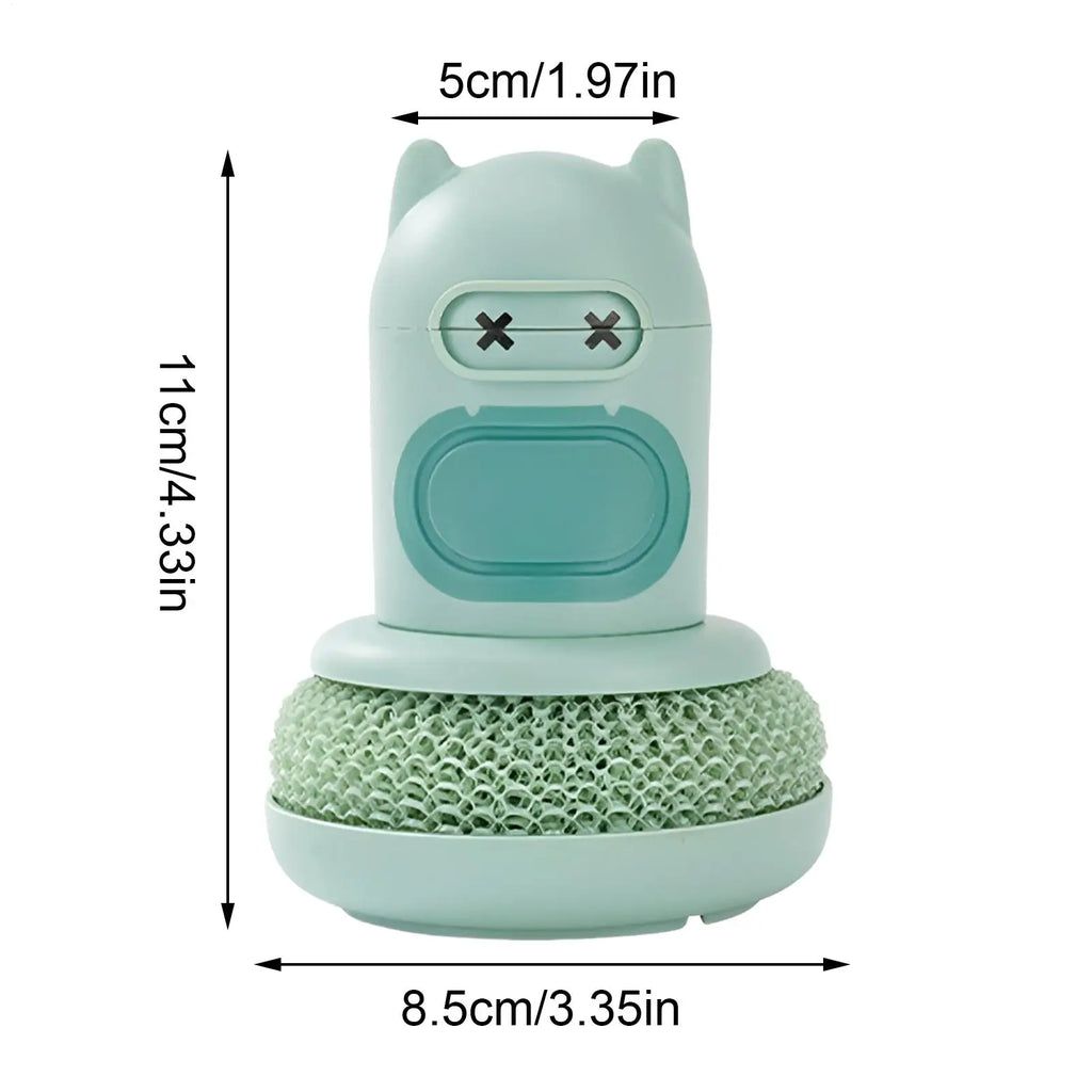 Dish Brush Soap Dispenser – Press Scrub Sponge for Kitchen Dish Scrub Brush Qme