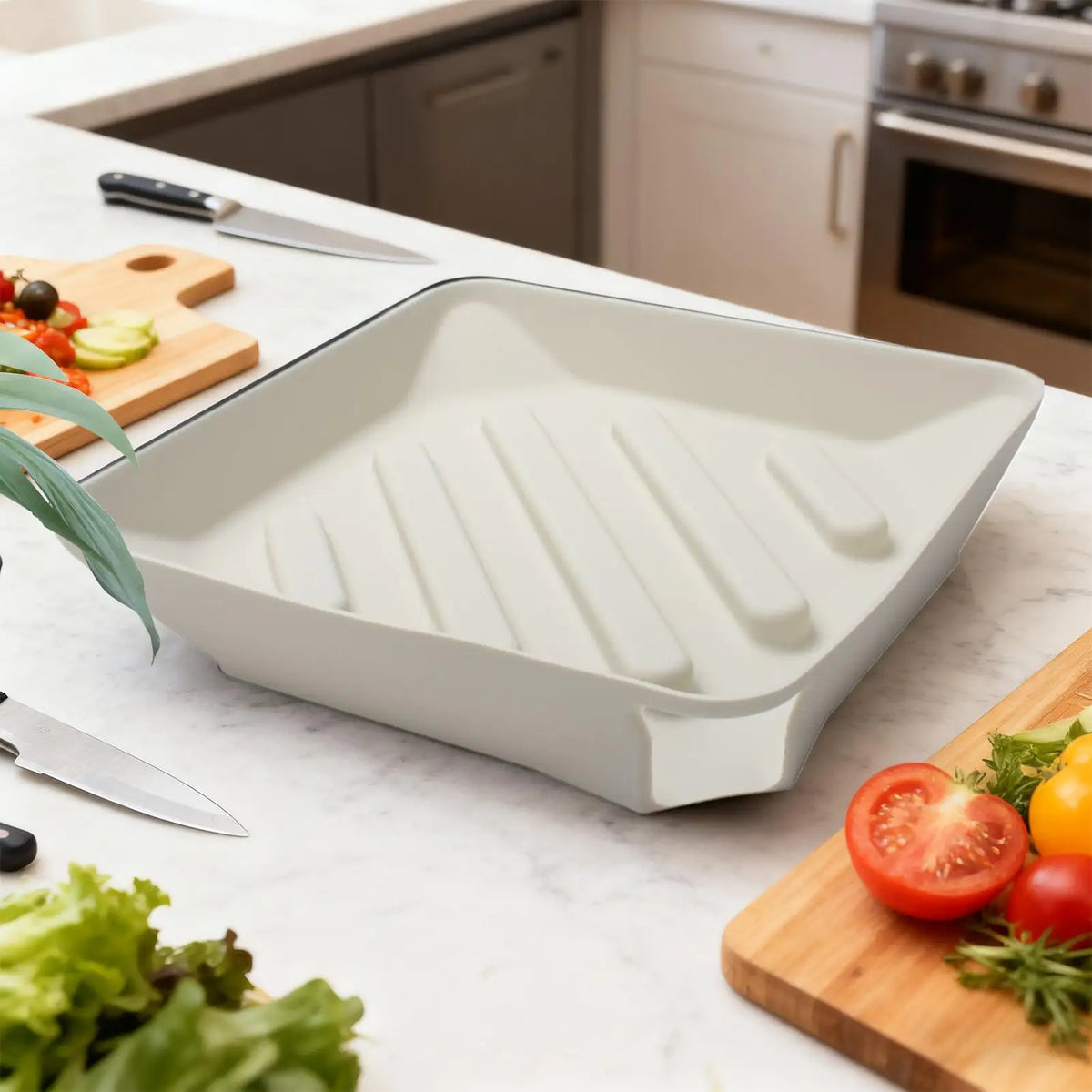 Silicone Dish Drying Mat with Drain Spout | Non-Slip Counter Silicone Drying Mat Qme