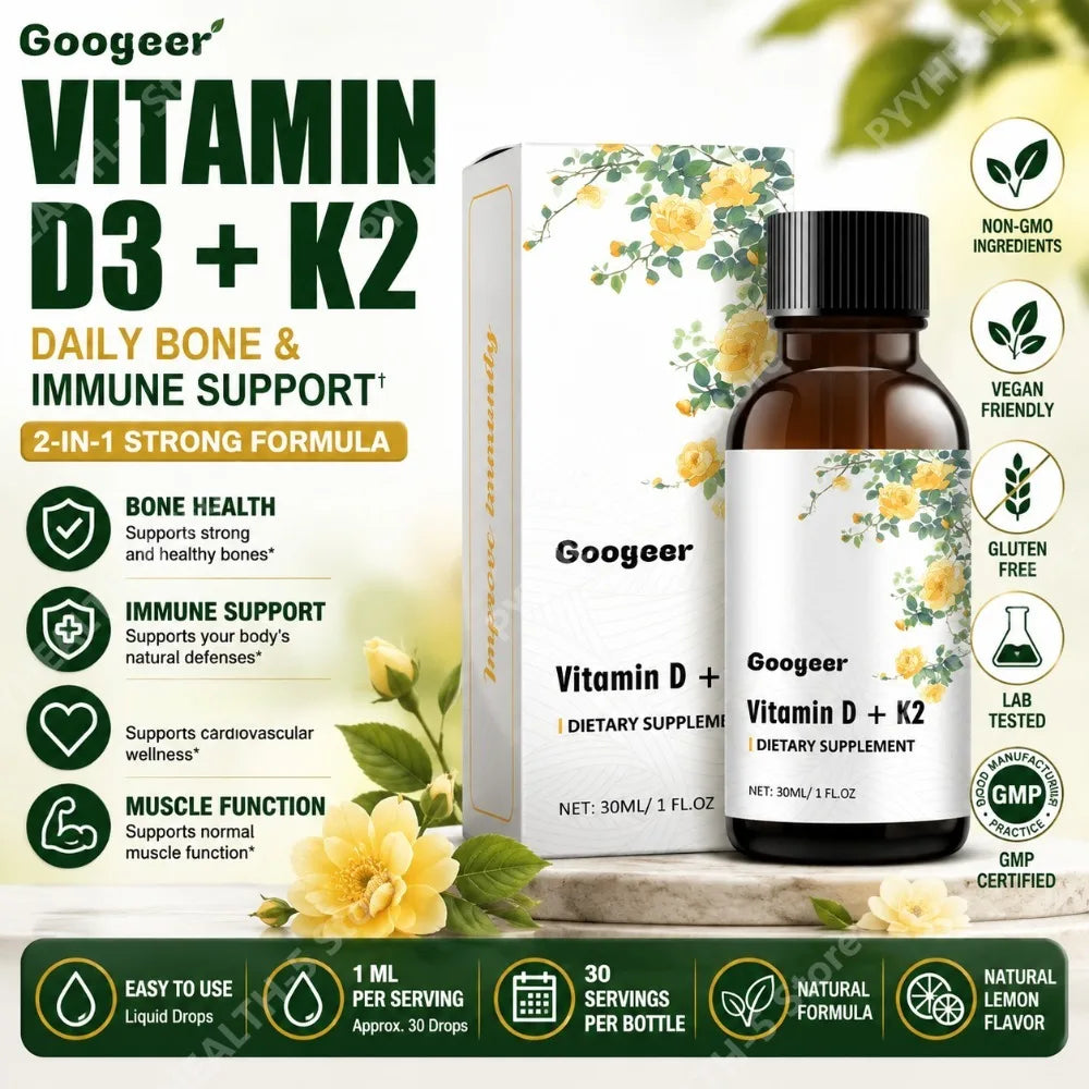 Vitamin D3 + K2 Liquid Drops with Gluconolactone – 30ml Vitamin Supplement Drops Qst
