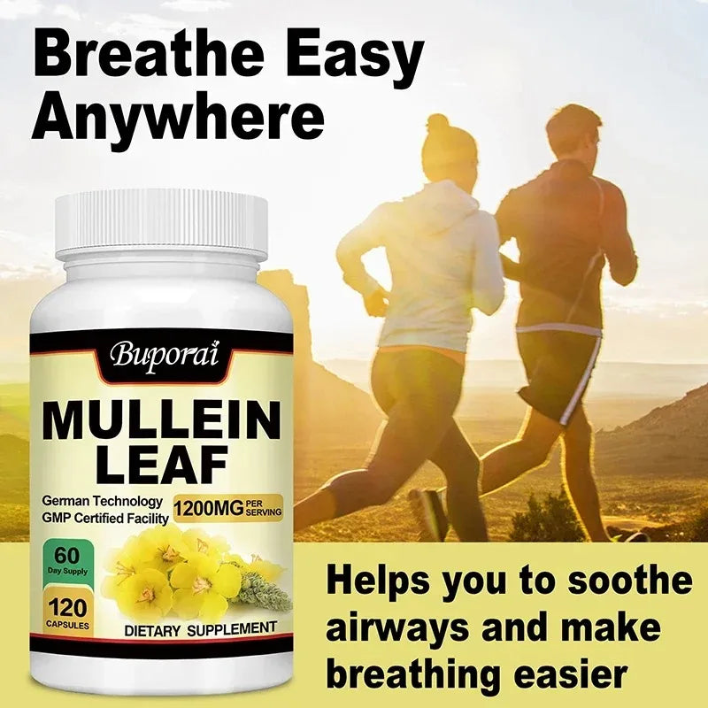 Mullein Leaf Capsules – Organic Lung & Respiratory Support Herbal Supplement Qst