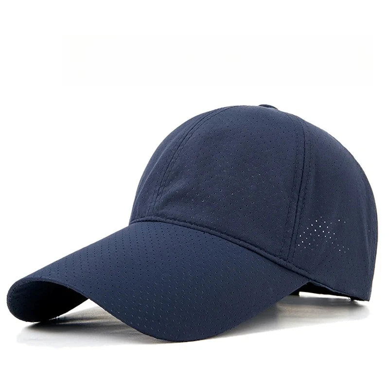 Quick Dry Ventilated Mesh Fishing Hat Long Brim Baseball Cap Outdoor Fishing Hat Qme Blue XXL