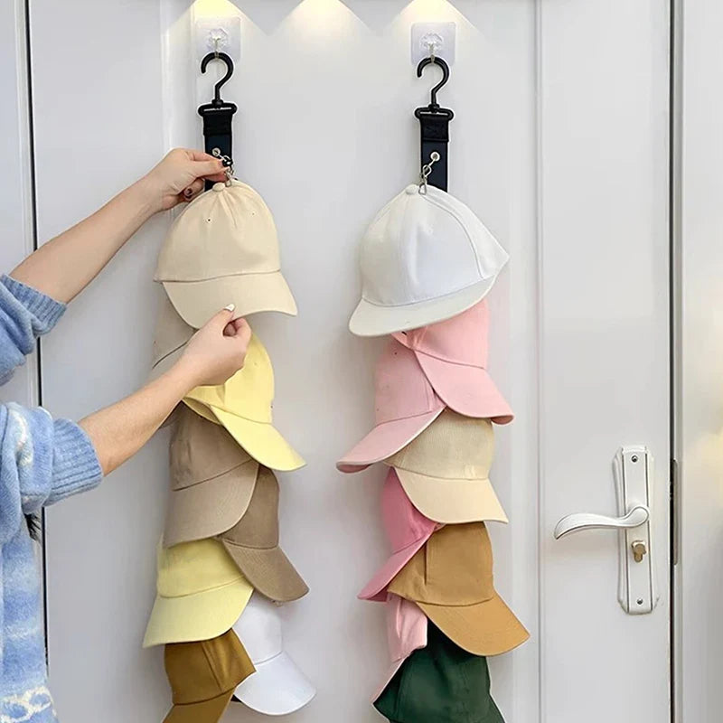 Wall-Mounted Baseball Cap Hanger Organizer with 8 Clips Cap Hanger Organizer Qme
