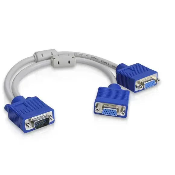 VGA Y Splitter Cable – 1 Male to 2 Female Dual Monitor Extension VGA Splitter Cable Qme