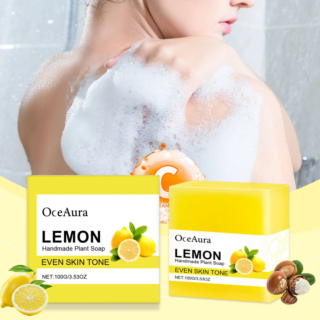 OCEAURA Lemon Essential Oil Handmade Soap Bar 3.35 oz Handmade Soap Bar Qst