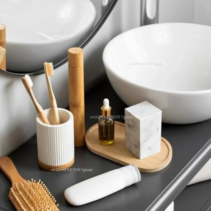 Eco-Friendly Bamboo Oval Tray Set | Non-Slip Wood Serving Trays Bamboo Serving Tray Set Qme