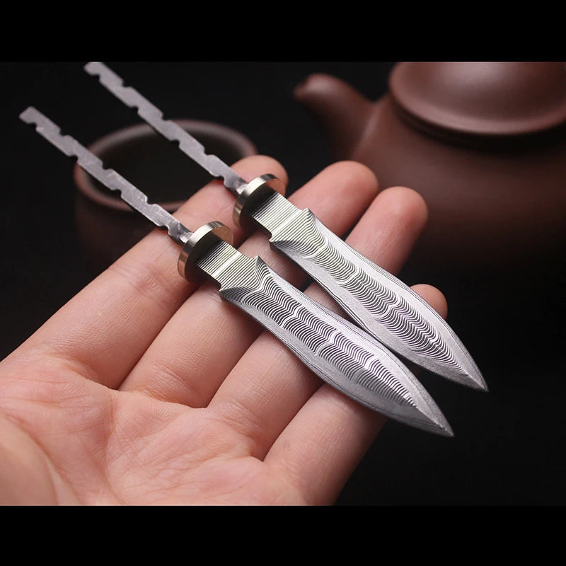Damascus Steel Tea Knife Billet – DIY Puer Tea Cutter Blank Tea Knife Billet Qst