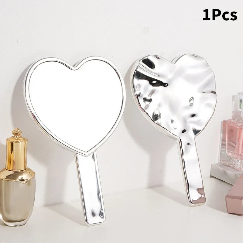 Handheld Vanity Mirror with Handle – Makeup Beauty Tool Handheld Vanity Mirror Qme Silver