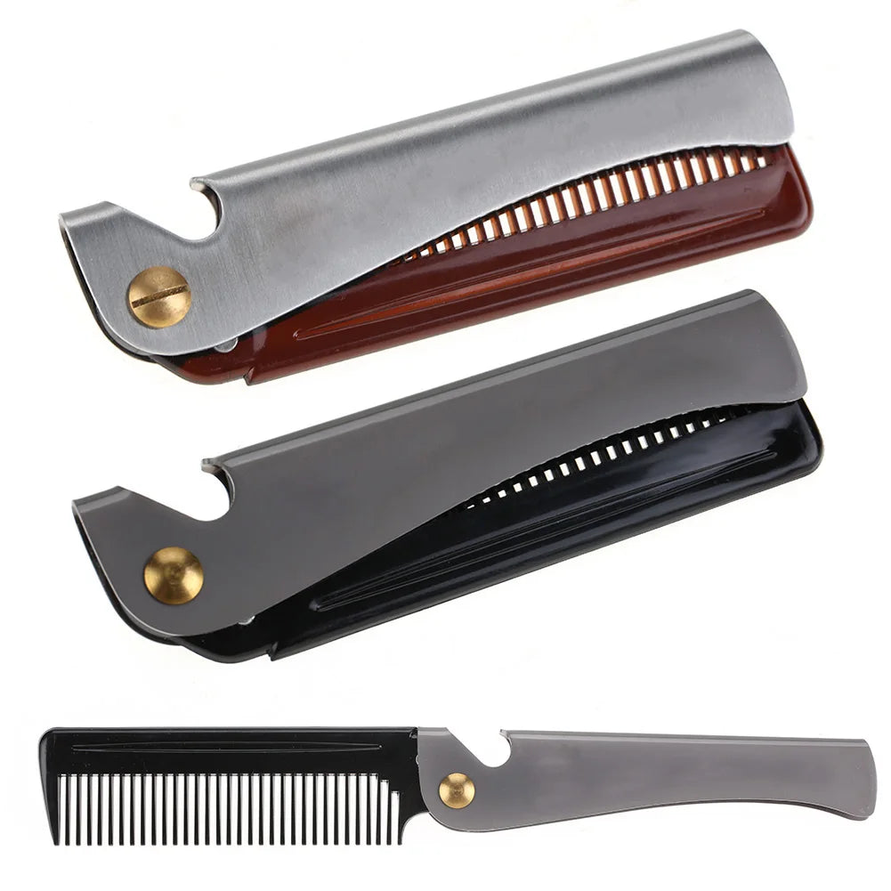 TOPINCN Folding Stainless Steel Beard & Moustache Comb Beard Grooming Comb Qme