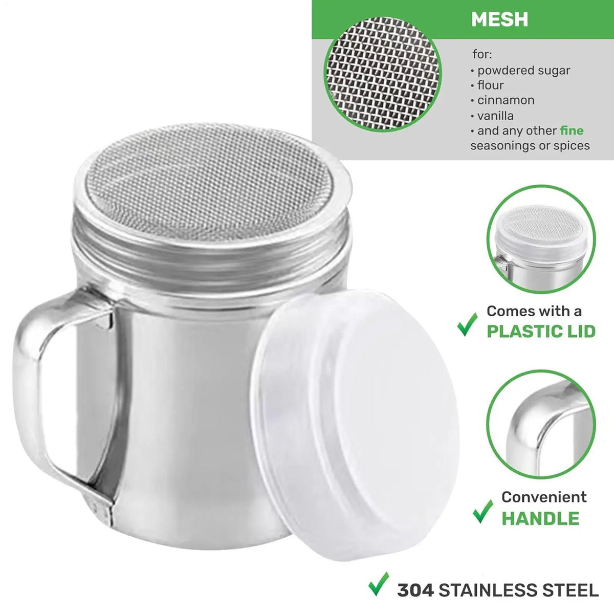 Stainless Steel Powder Shaker Bottle with Dust-Proof Lid Powder Shaker Bottle Qme