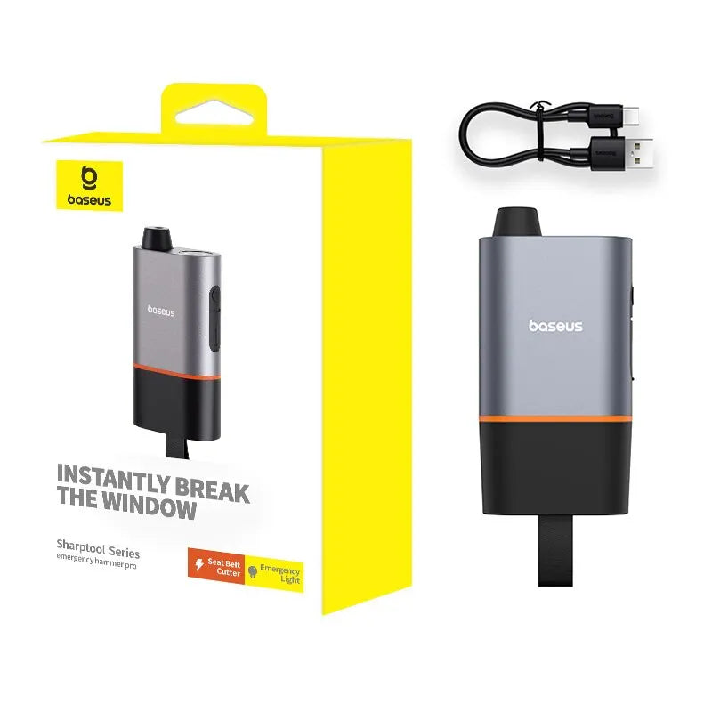 Baseus 3-in-1 Car Emergency Hammer | Window Breaker & Belt Cutter Car Emergency Tool Qst Black