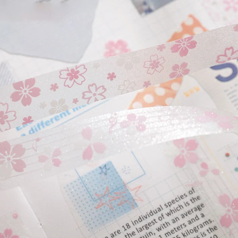 Cherry Blossom Washi Tape Set – 8 Rolls Spring Pink Floral Decorative Washi Tape Qme