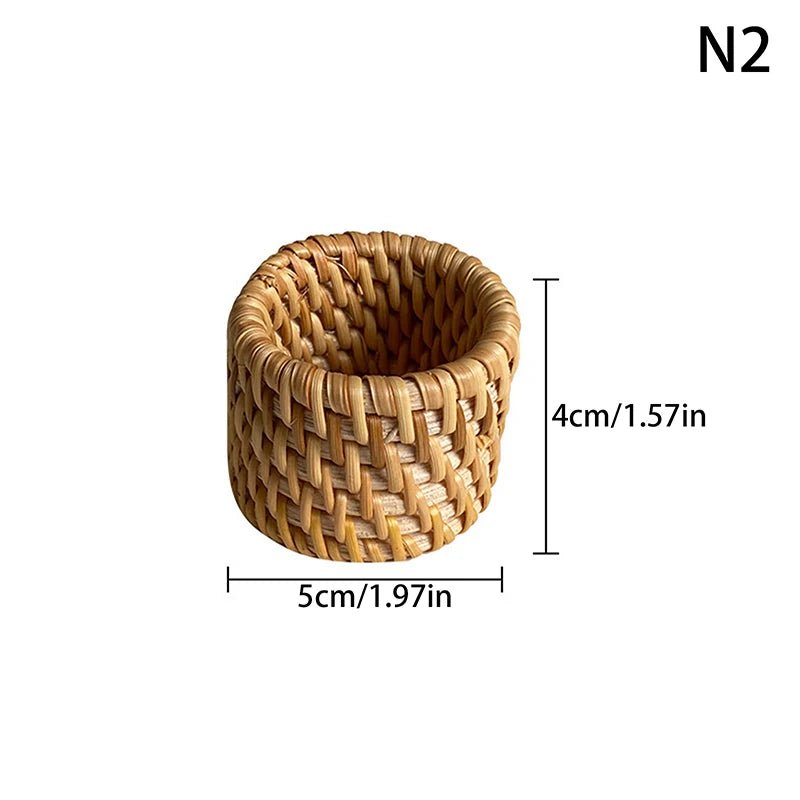 Handmade Rattan Napkin Rings – Rustic Woven Table Décor Napkin Rings Qst 2