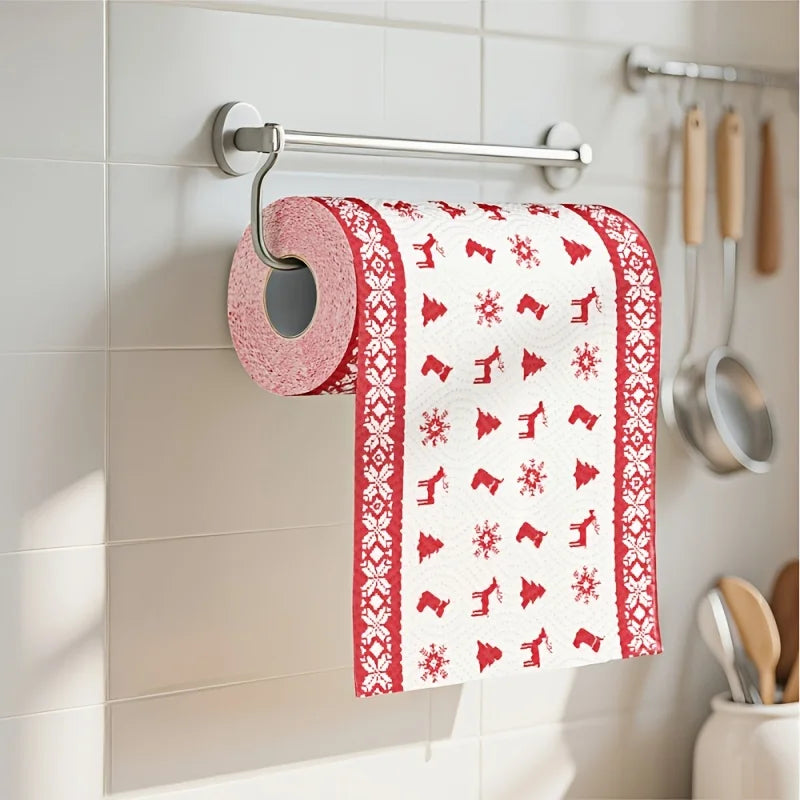Christmas Kitchen Paper Towels – Thickened 3-Layer Disposable Roll Disposable Paper Towels Qme