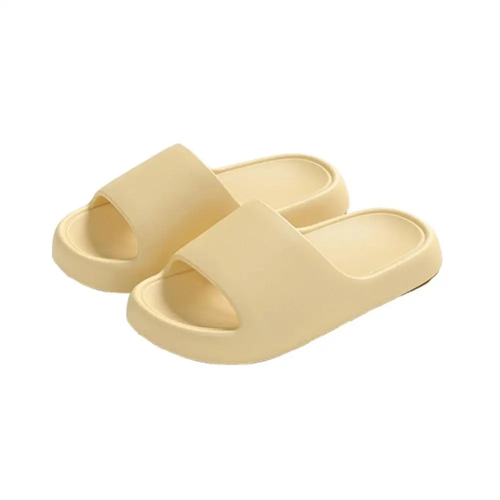 Unisex Cloud Cushion Bathroom Slippers Summer Flat Slides Bathroom Slippers Qme 38-39 Yellow