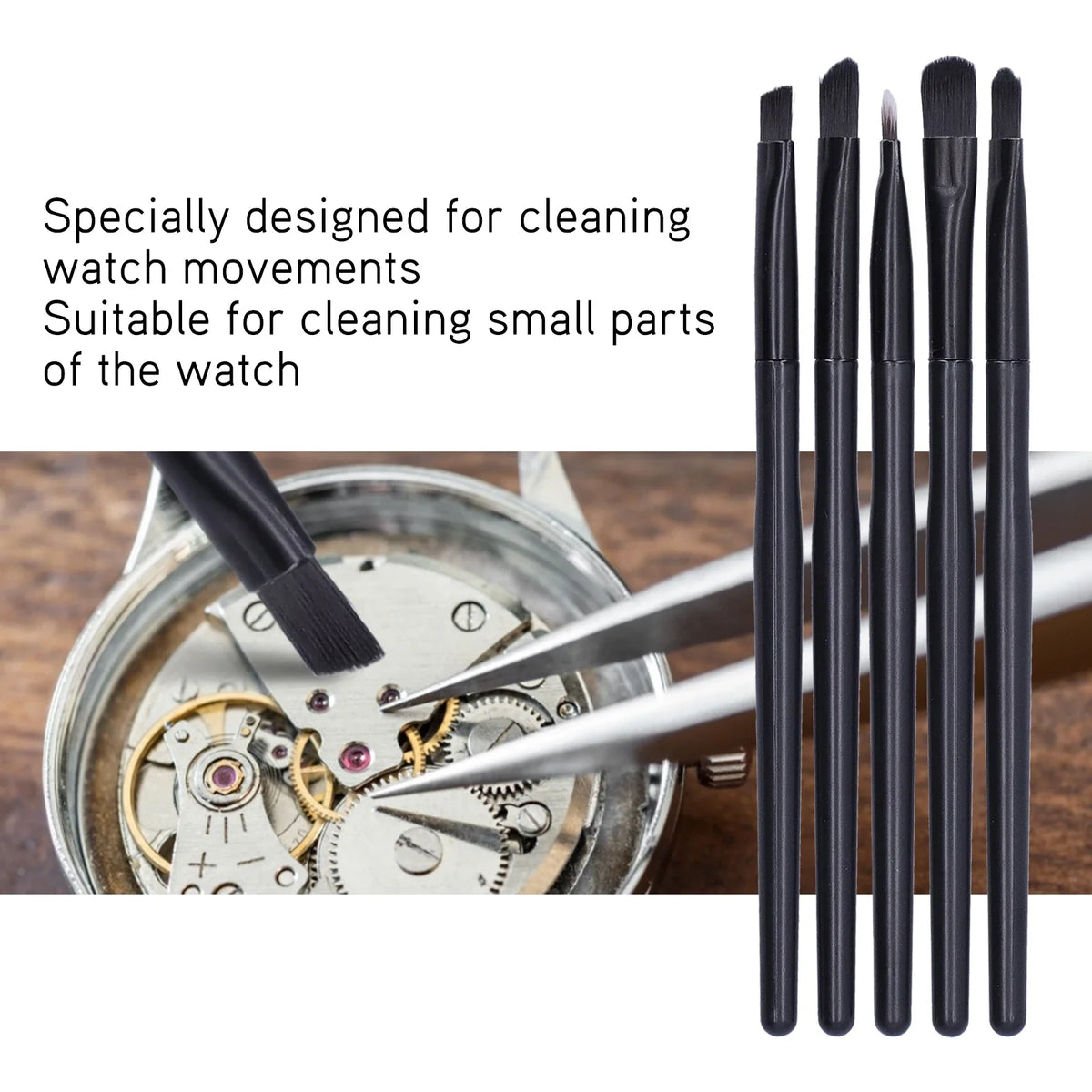 5-Piece Watch Cleaning Brush Set – Wristwatch Movement Tool Watch Cleaning Brush Qme