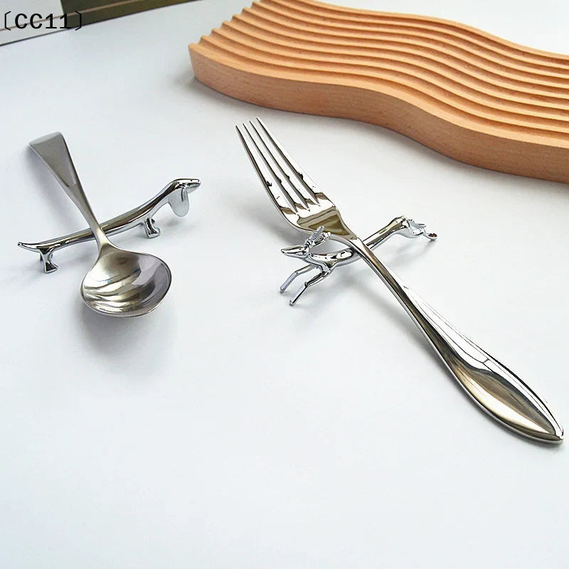Deer-Shaped Chopstick Rest | Zinc Alloy Cutlery Rack Chopstick Rest Qme