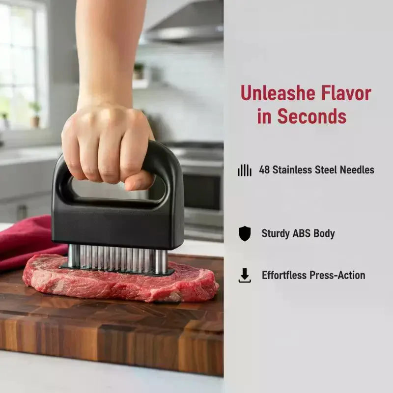 48-Needle Stainless Steel Meat Tenderizer – Black Meat Tenderizer Qme